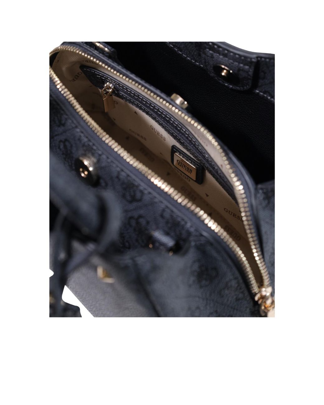 Guess Black Monogram-Print Crossbody Bag
