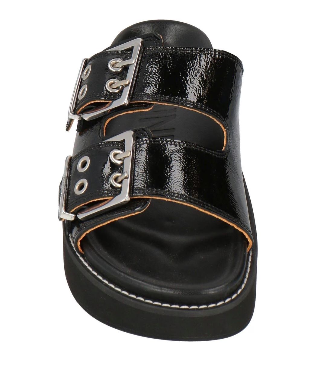 Ganni Black Minimalist Versatile Round-Toe Slippers