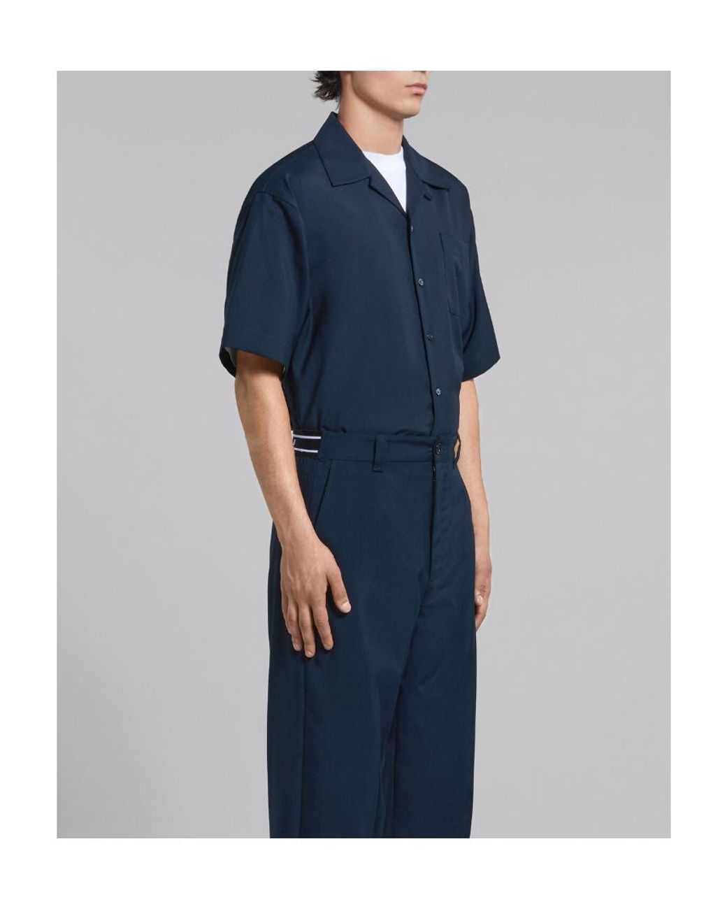 Marni Blue Patch Pocket Short-Sleeved Shirt for men