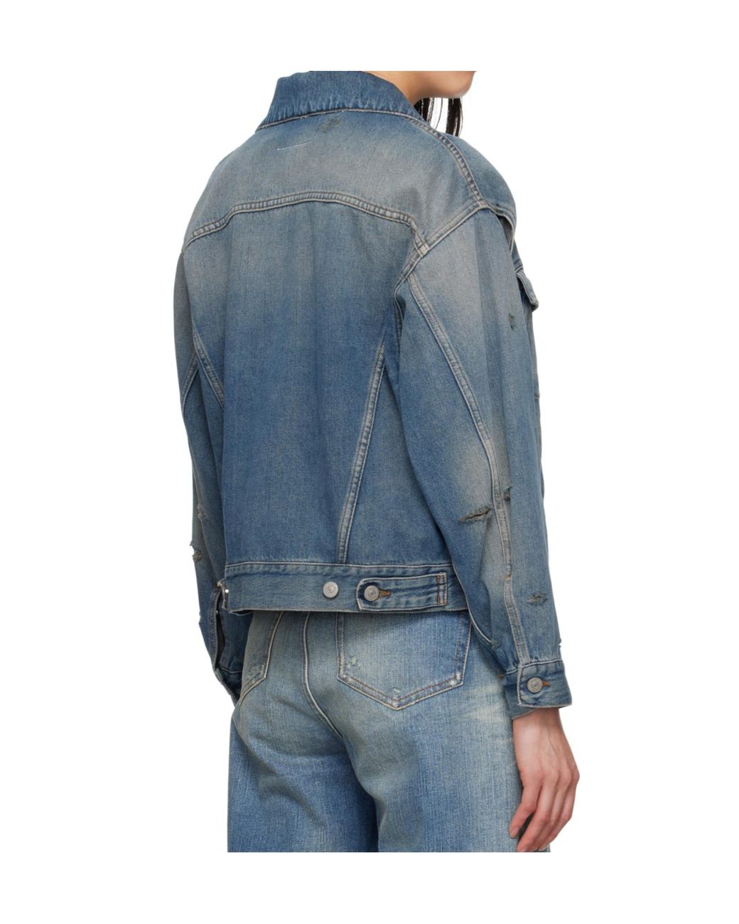MM6 by Maison Margiela Blue Distressed Denim Jacket