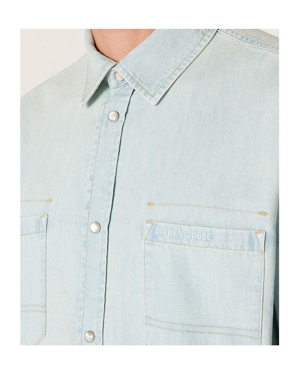 Golden Goose Deluxe Brand Blue Long Sleeved Shirt for men