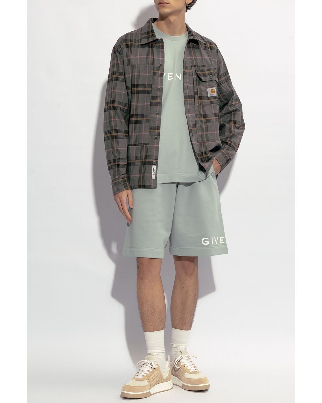 Givenchy Green Logo Printed Crewneck T-Shirt for men
