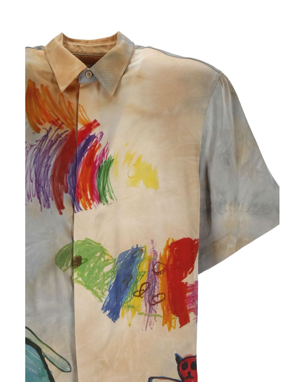 Off-White c/o Virgil Abloh White Cartoon Printed Short-Sleeved Shirt for men
