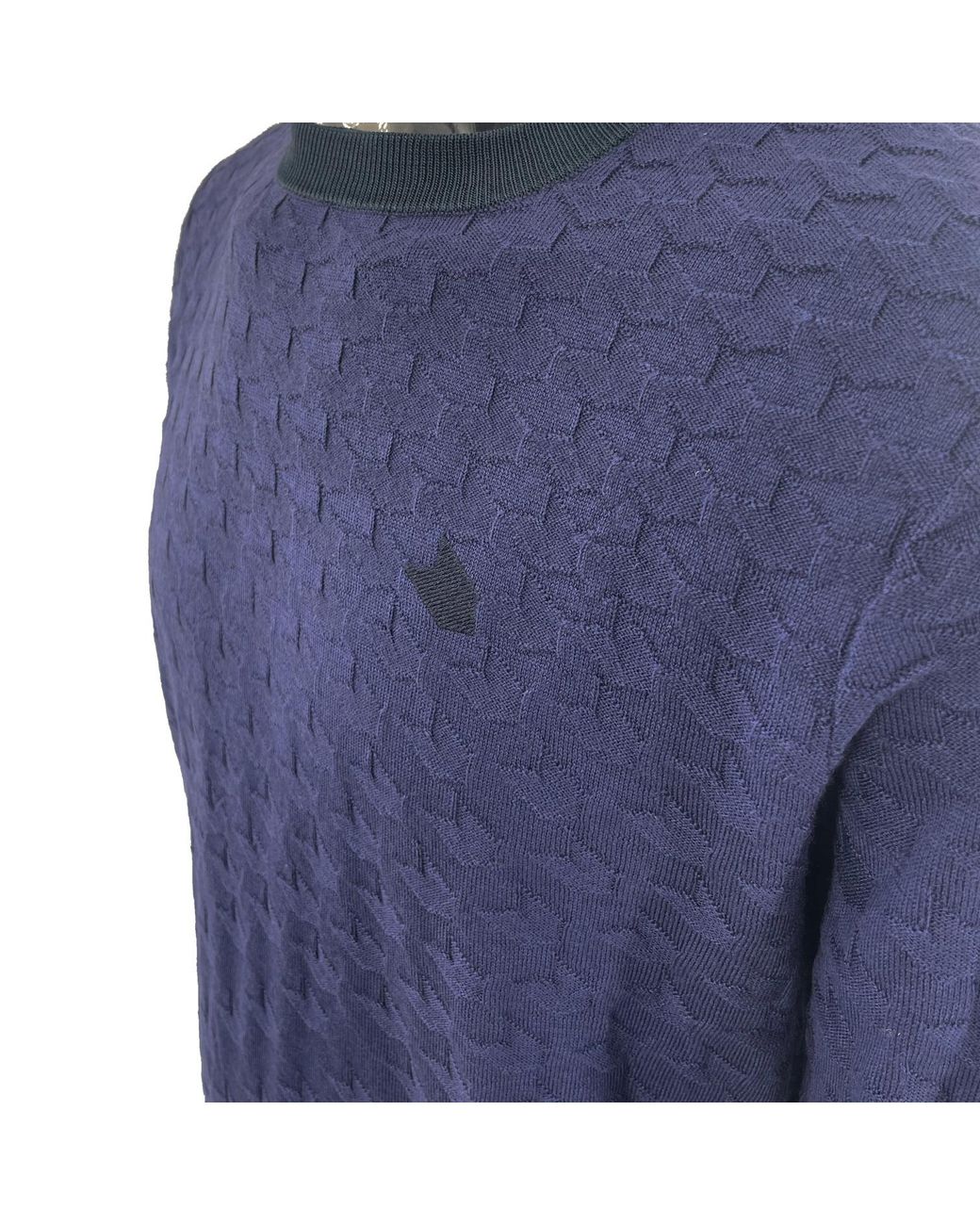 Armani Collezioni Blue Long-Sleeve Crew-Neck Knit Sweater for men