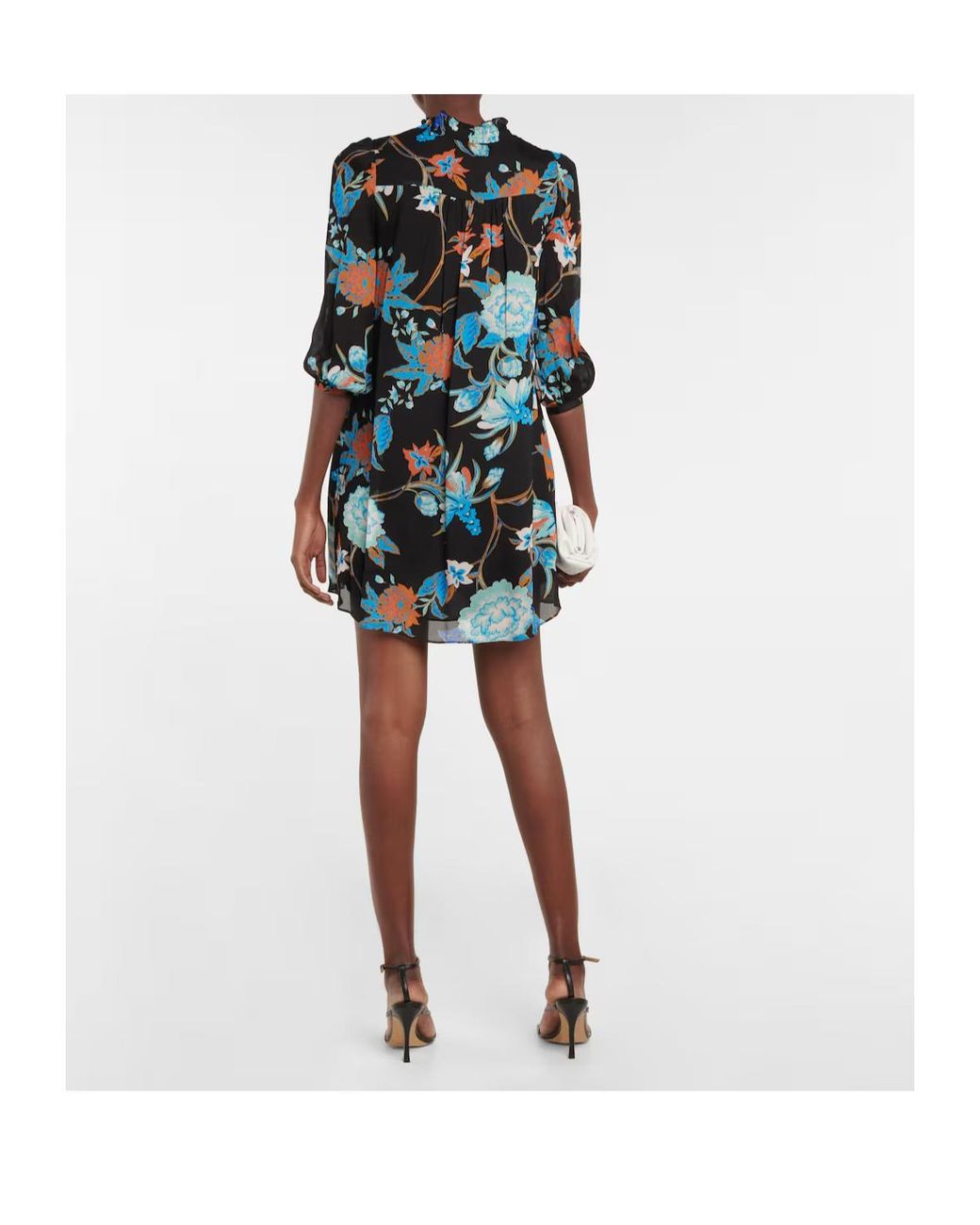 Diane von Furstenberg Blue Pleated Floral Dress