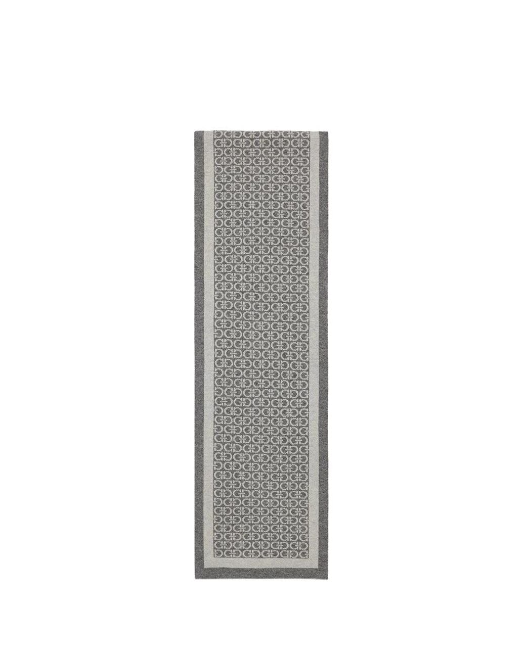 Ferragamo Gray Logo Knit Scarf