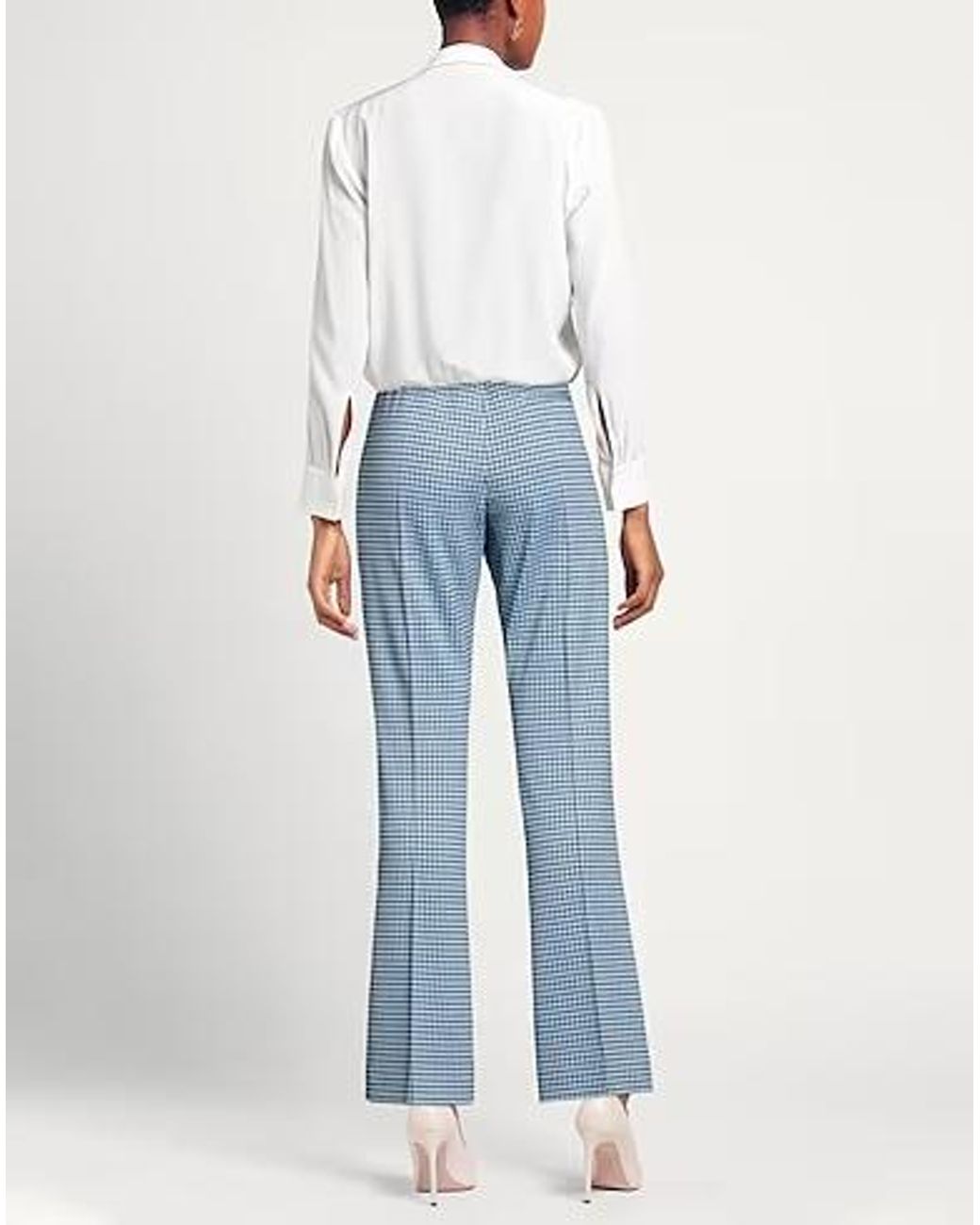 Marni Blue Plaid Knit Flared Pants