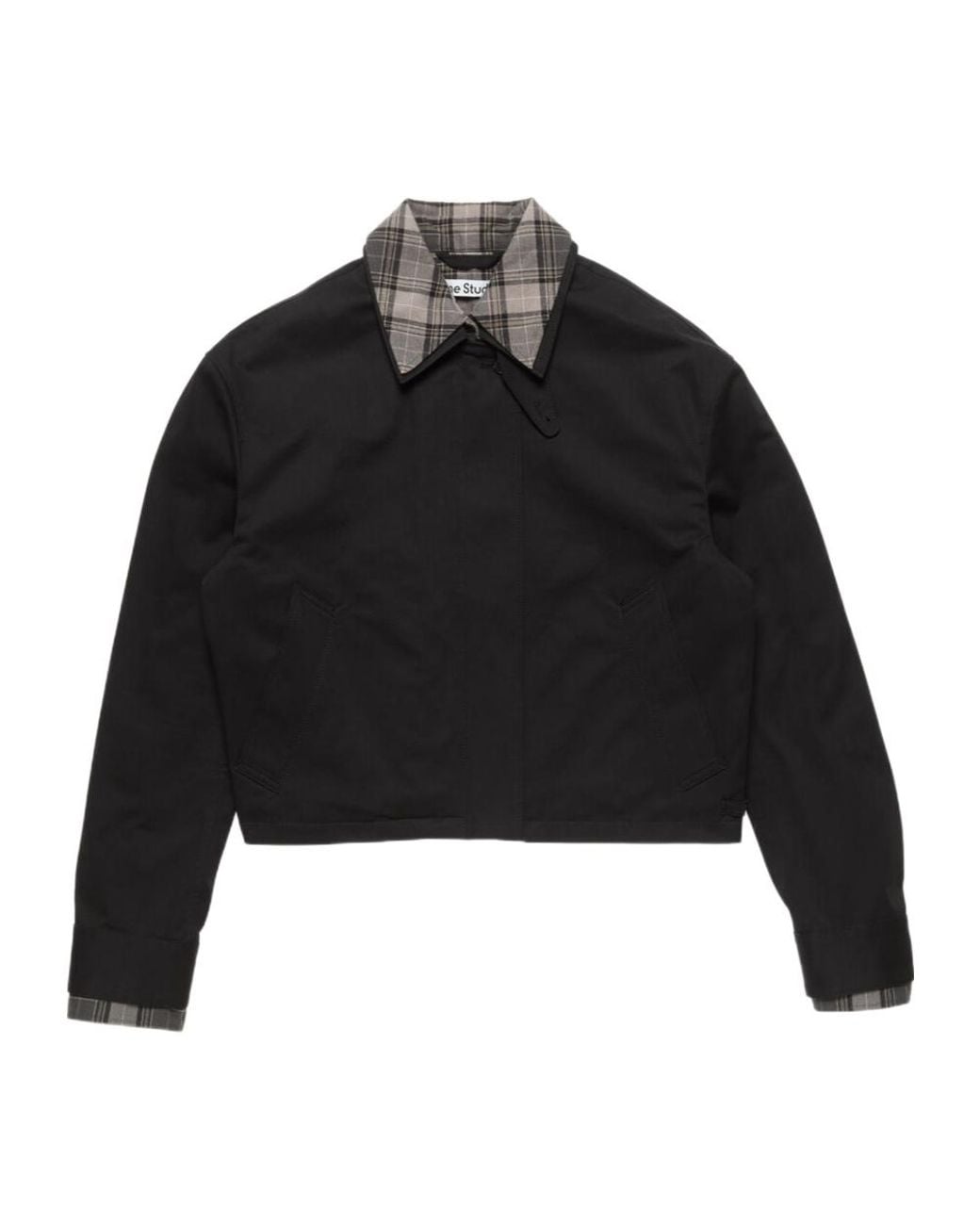 Acne Black Check-Collar Cropped Jacket