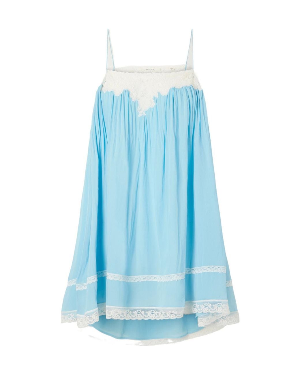 Doen Blue Lace-Trimmed Silk Mini Dress