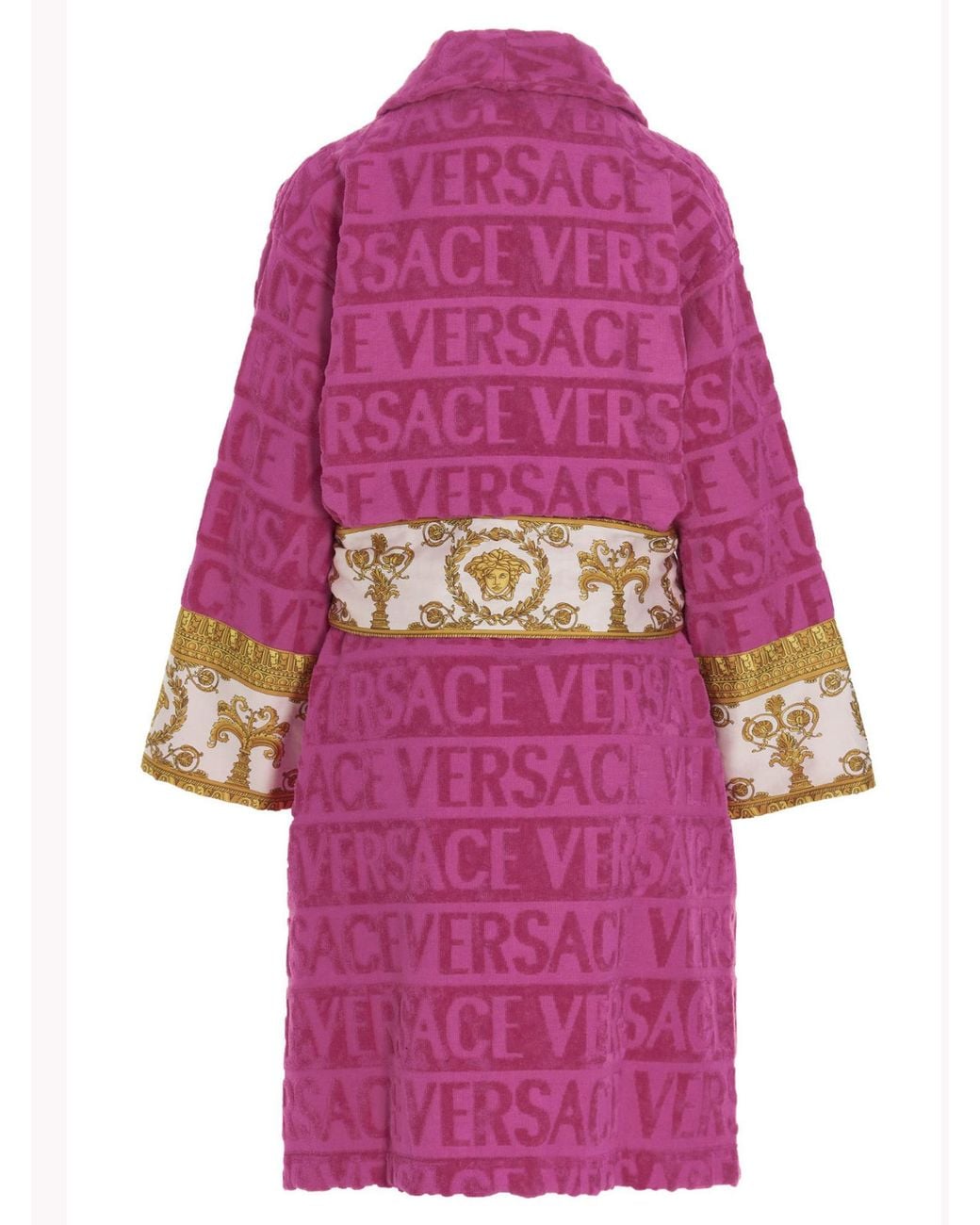 Versace Pink I Love Baroque Belted Bathrobe
