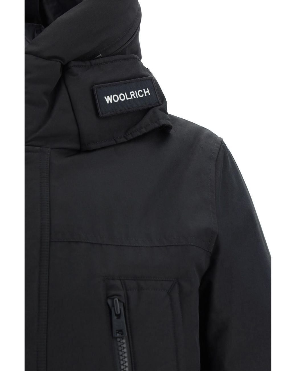 Woolrich Black Hooded Padded Coat for men