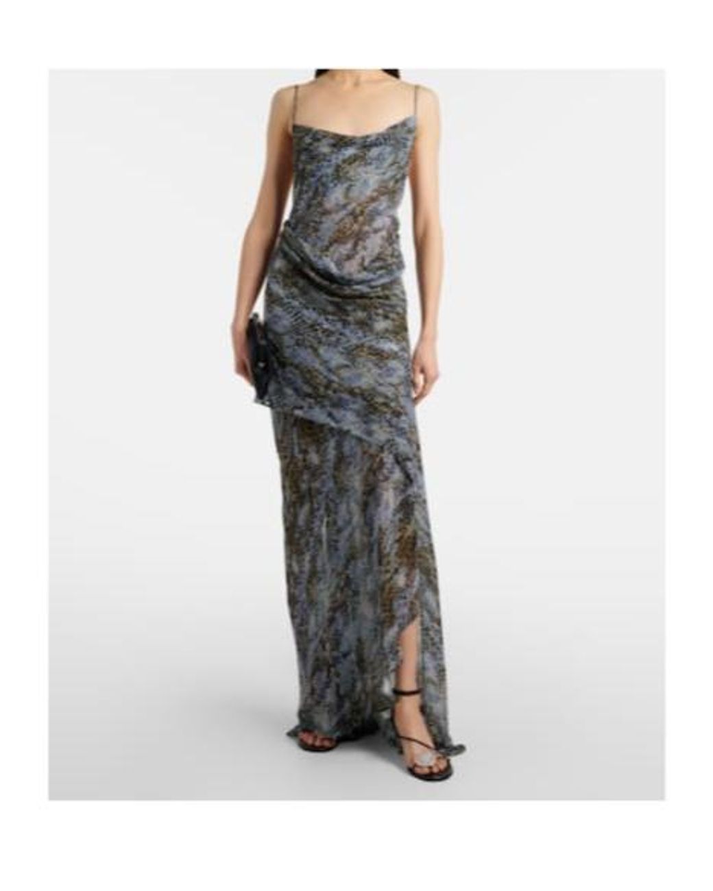 Christopher Esber Multicolor Snake-Print Draped Silk Maxi Dress