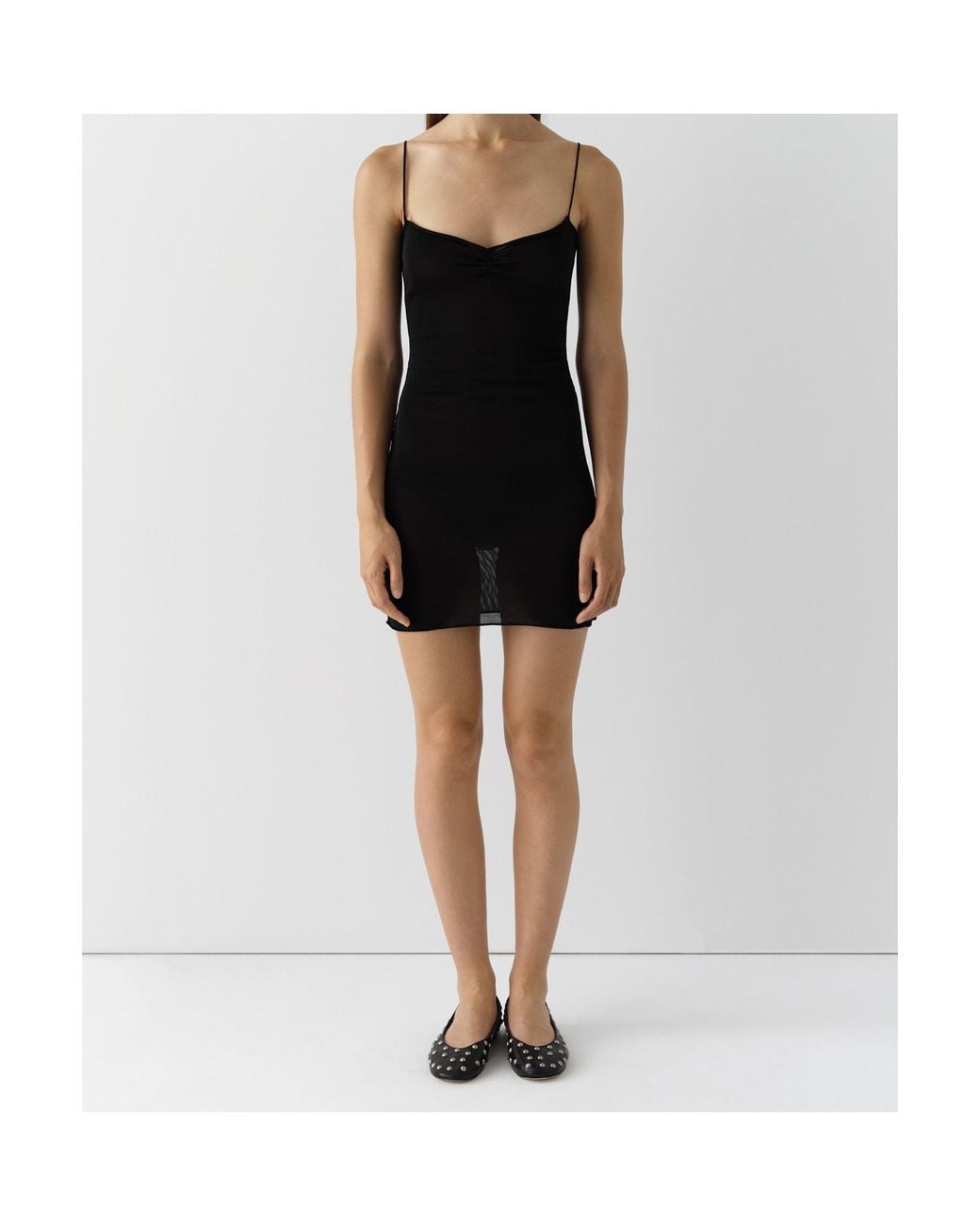 GIMAGUAS Black Tesa Ruched Mini Dress