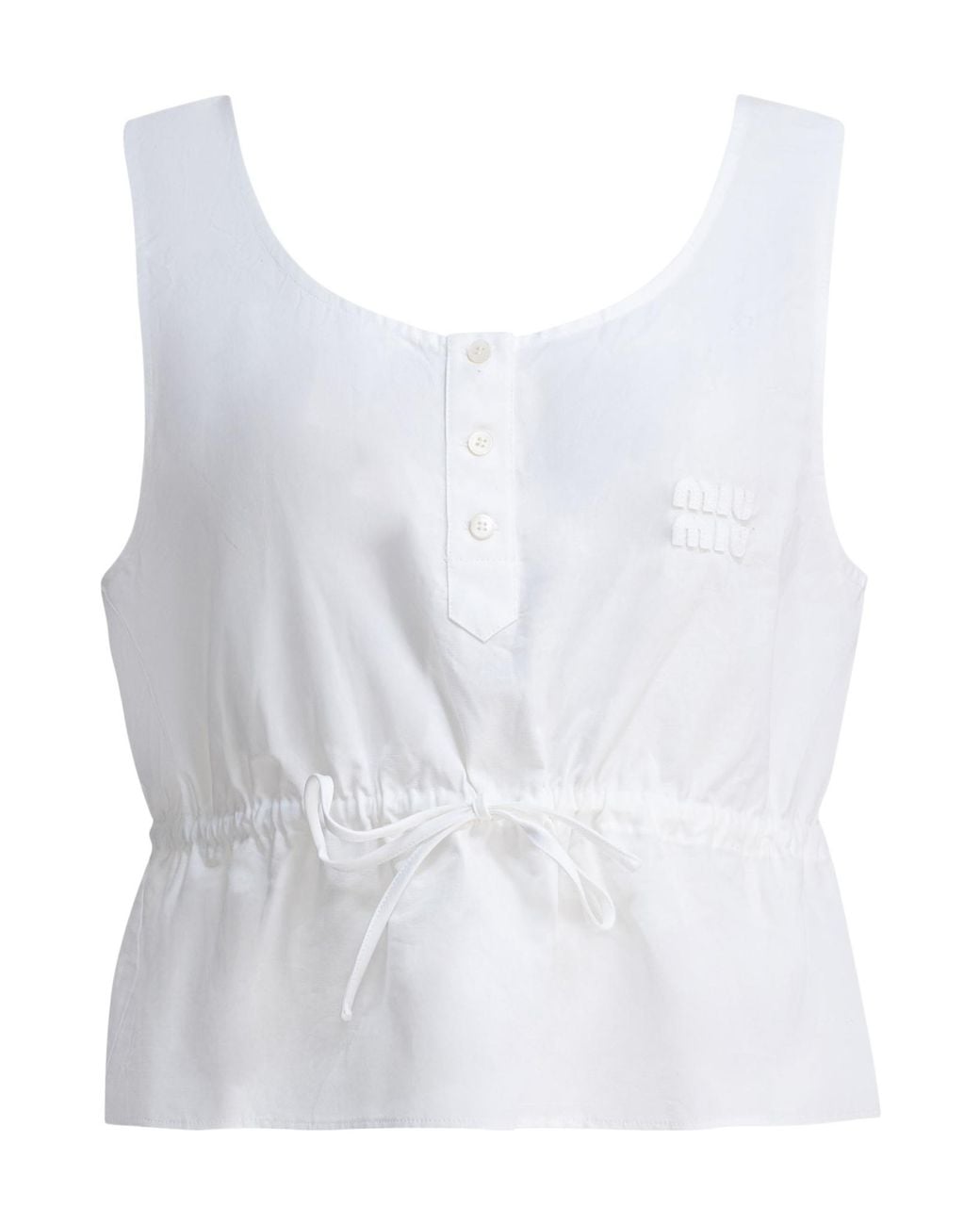Miu Miu White Sleeveless Drawstring Top