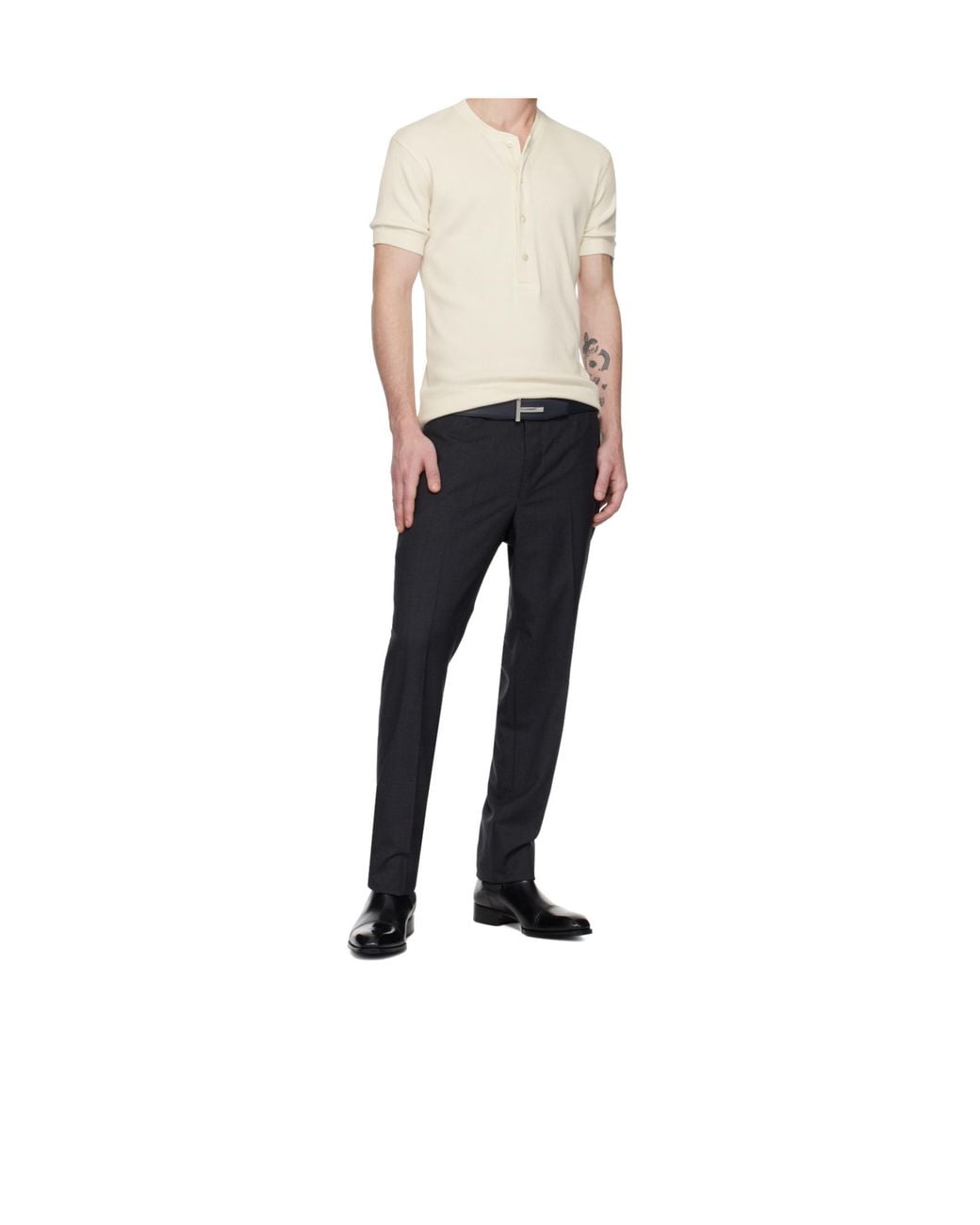 Tom Ford White Ridge T Reversible Belt for men