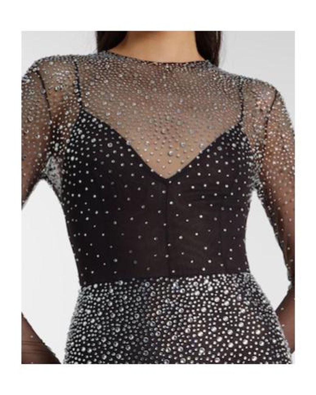 Alex Perry Gray Crystal-Embellished Mesh Maxi Dress