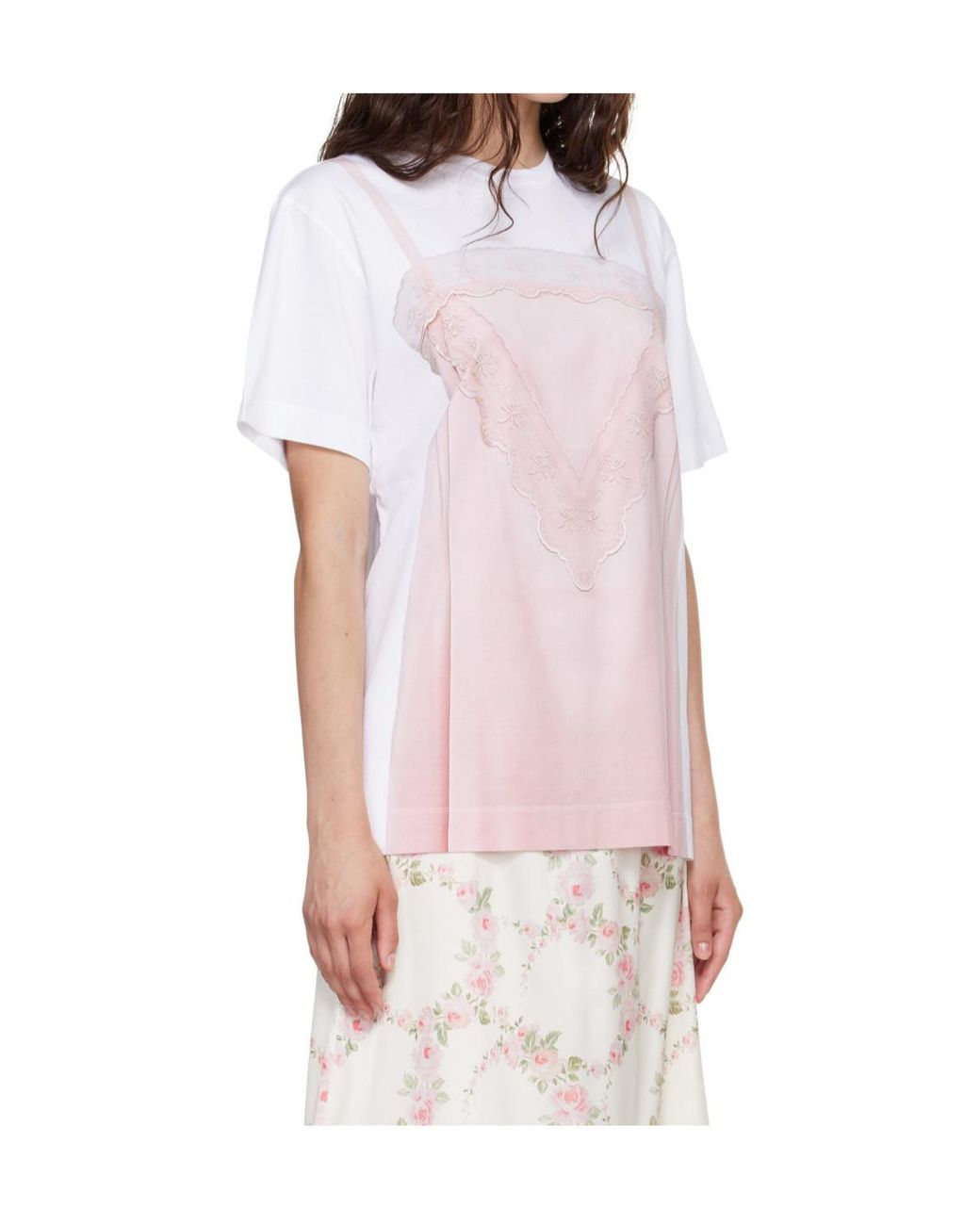 Simone Rocha Pink Trompe L'Oeil Print T-Shirt