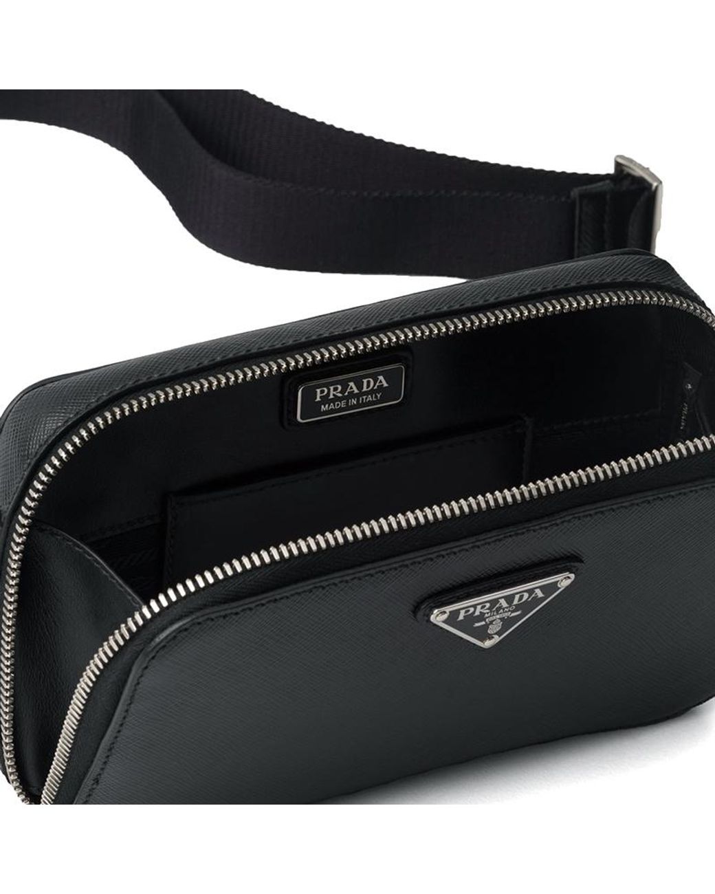 Prada Black Brique Saffiano Leather Bag for men