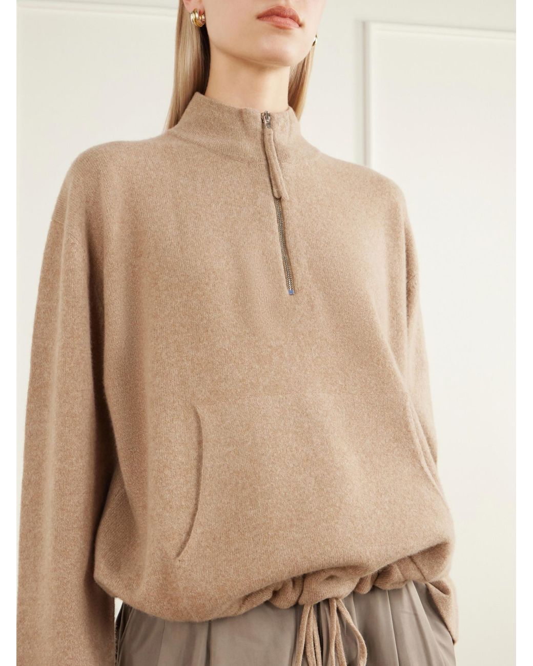 Leset Natural Jesse Drawstring Wool Half-Zip Sweatshirt