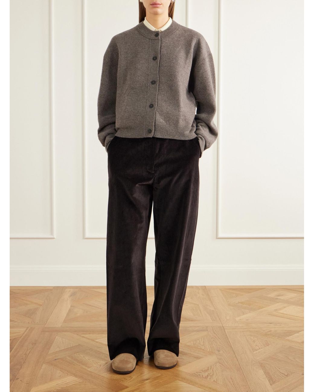 Studio Nicholson Gray Wool And Cashmere-Blend Cardigan