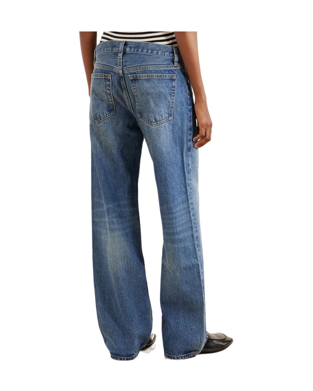 FRAME Blue Low-Rise Straight-Leg Jeans