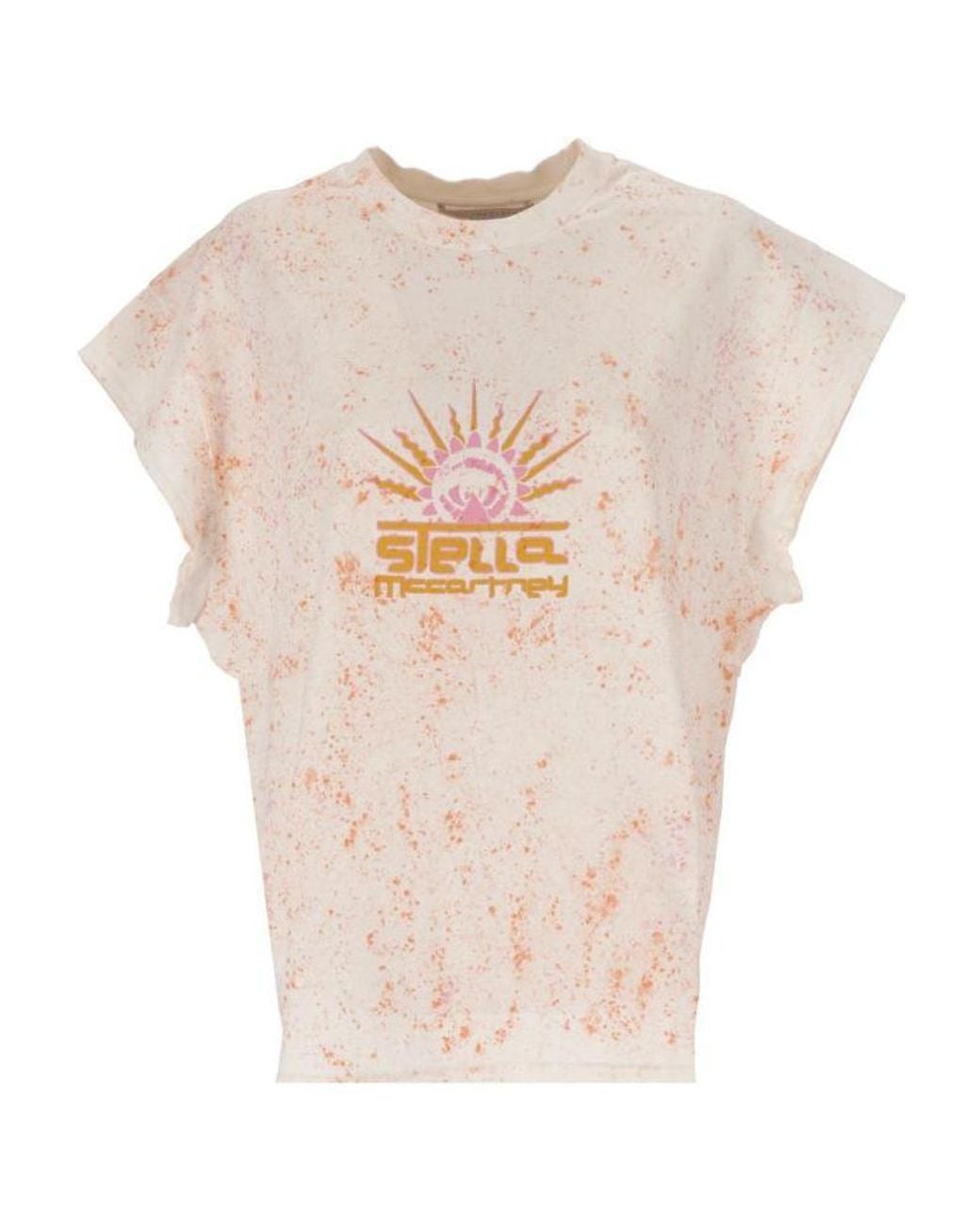 Stella McCartney White Graphic-Print Cap-Sleeved T-Shirt