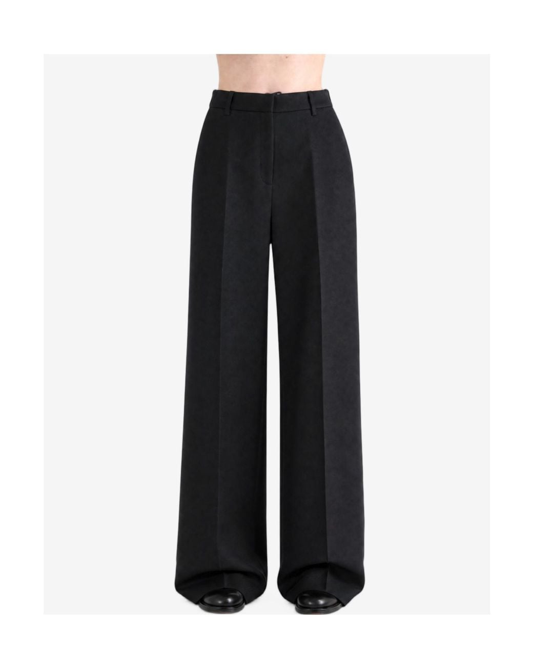 Calvin Klein Black Pressed-Crease Wide-Leg Trousers