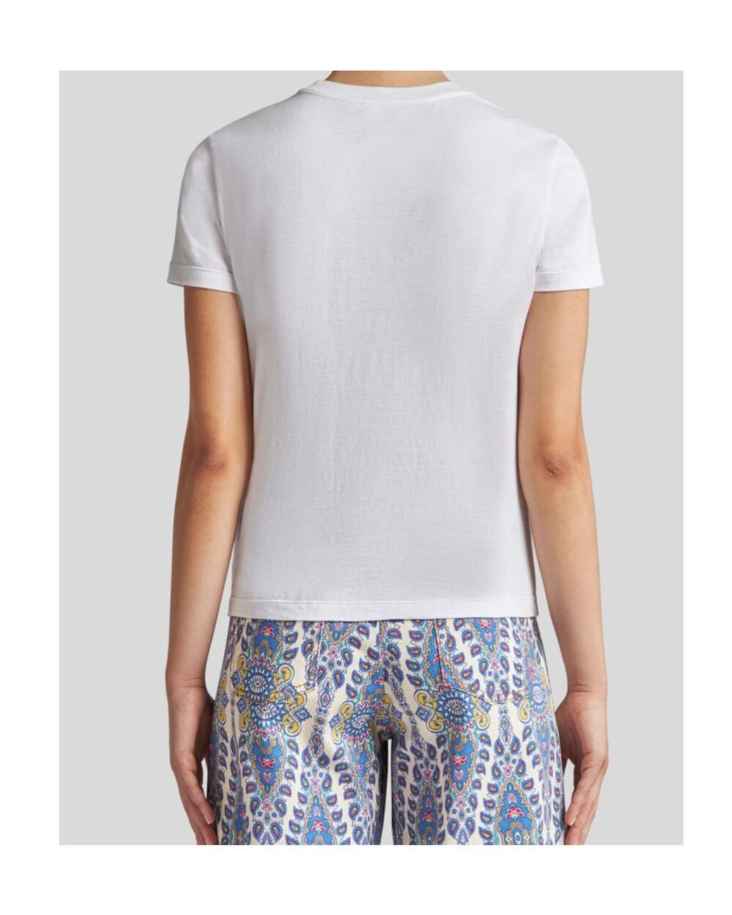Etro White Pegaso Embroidered Crewneck T-Shirt