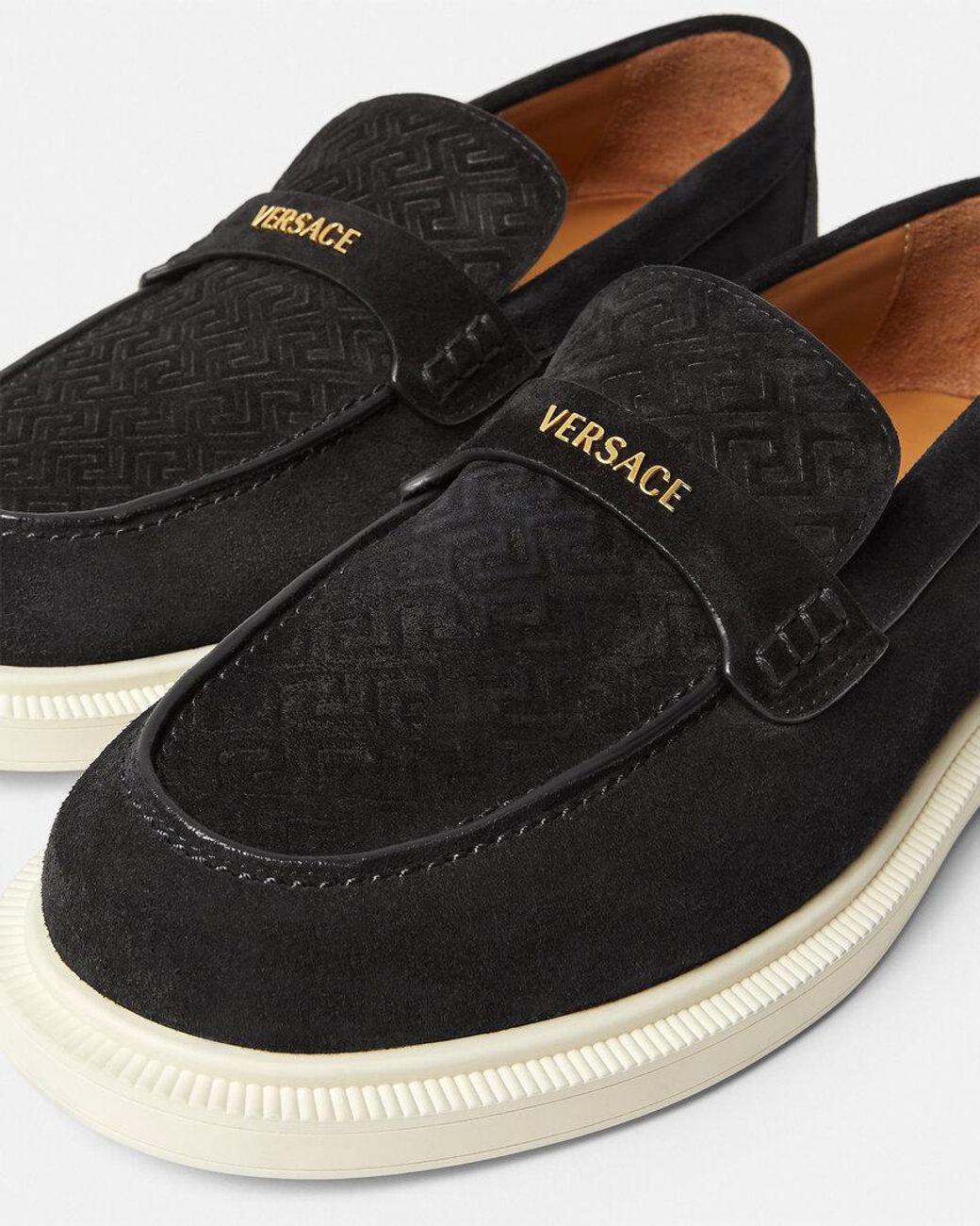 Versace Black Round-Toe Slip-On Loafers for men