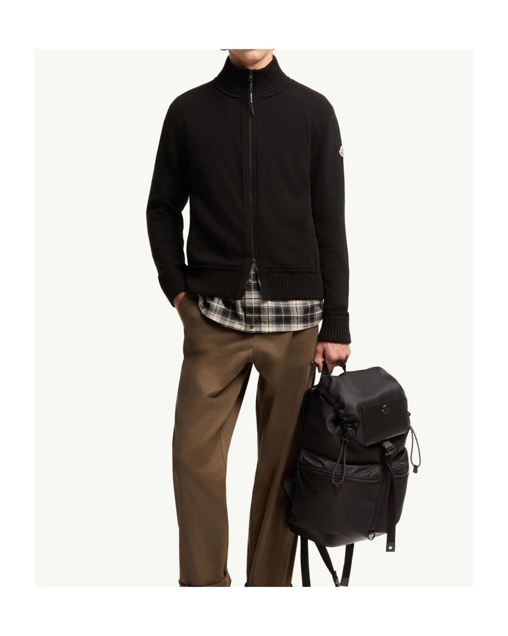 Moncler Gray Cashmere Wool Zip-Up Cardigan for men