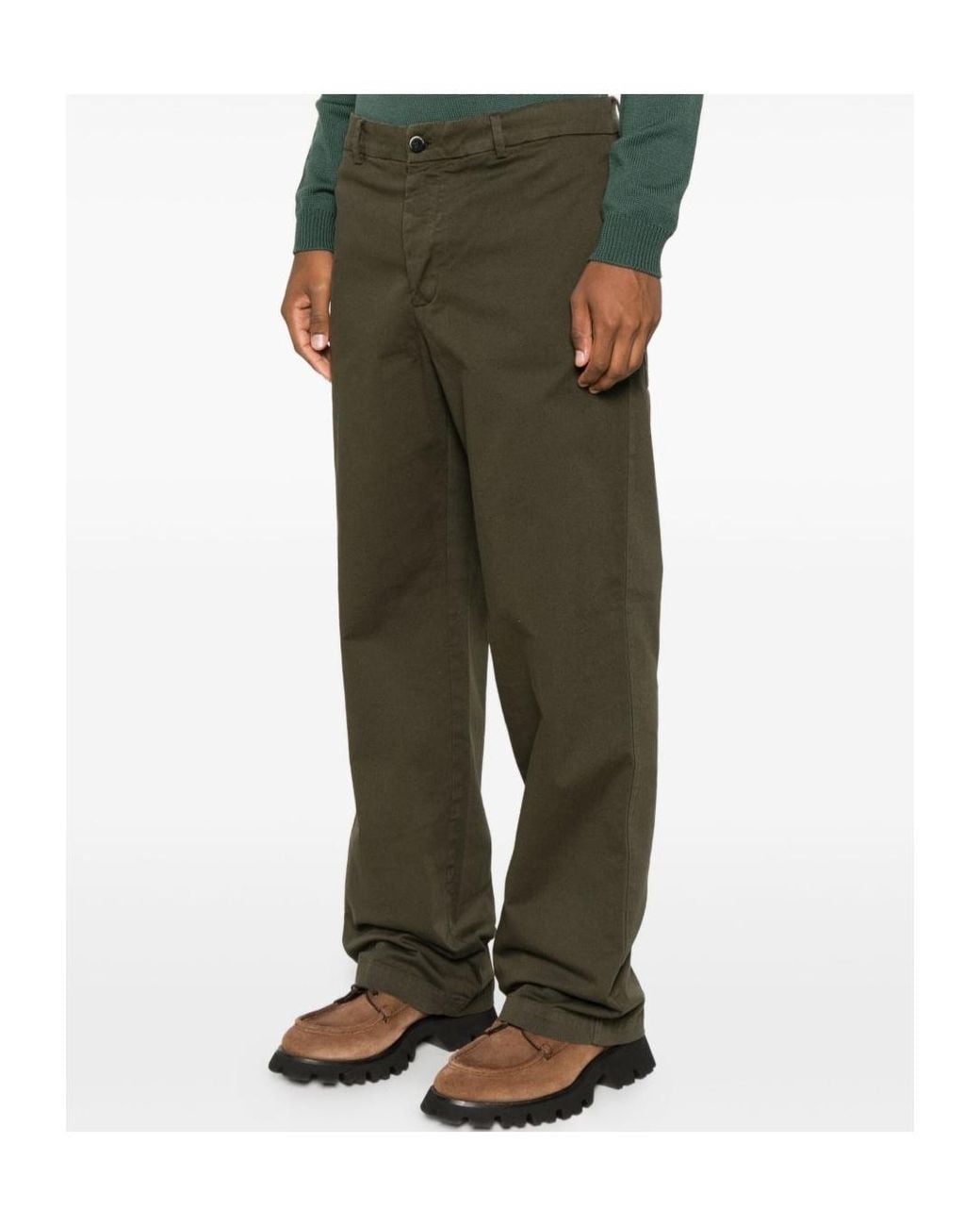 Barena Green Button And Zipper Casual Pants for men