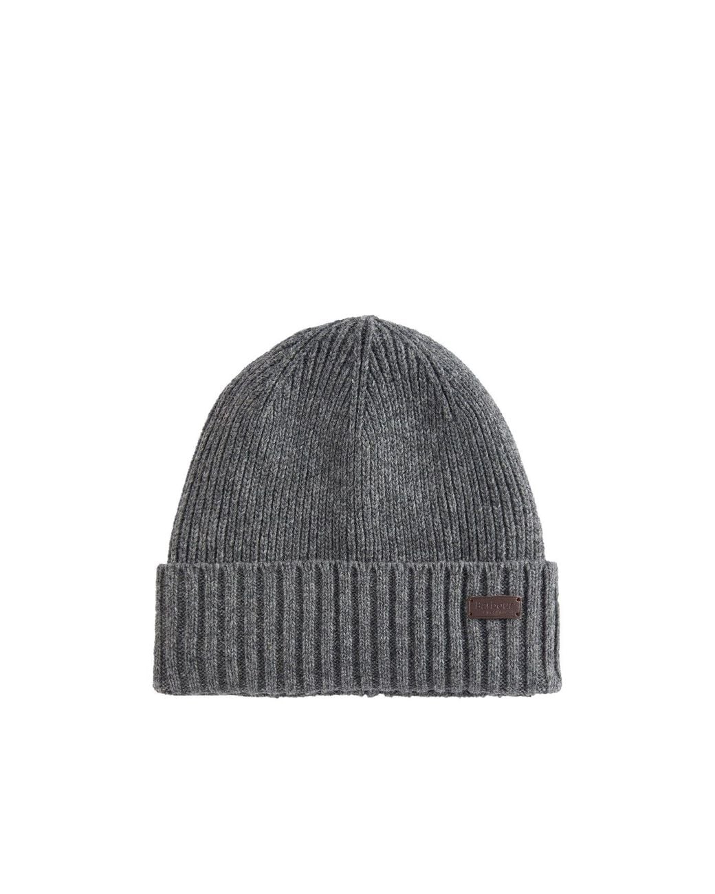 Barbour Gray Rib Knit Beanie for men