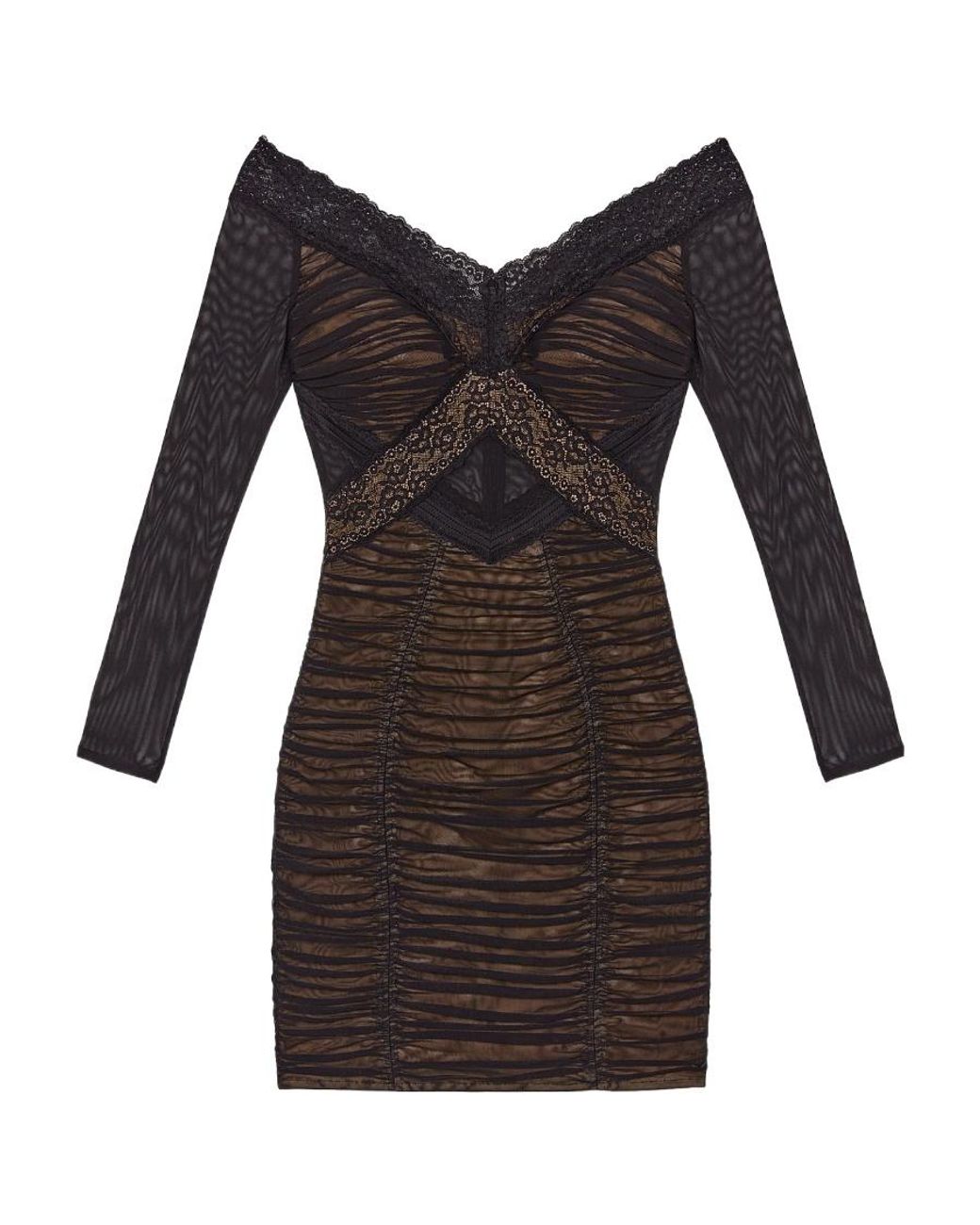Self-Portrait Black Mesh Lace Mini Dress