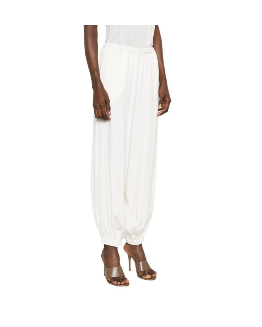 Frankie Shop White Elastic Waist Casual Pants