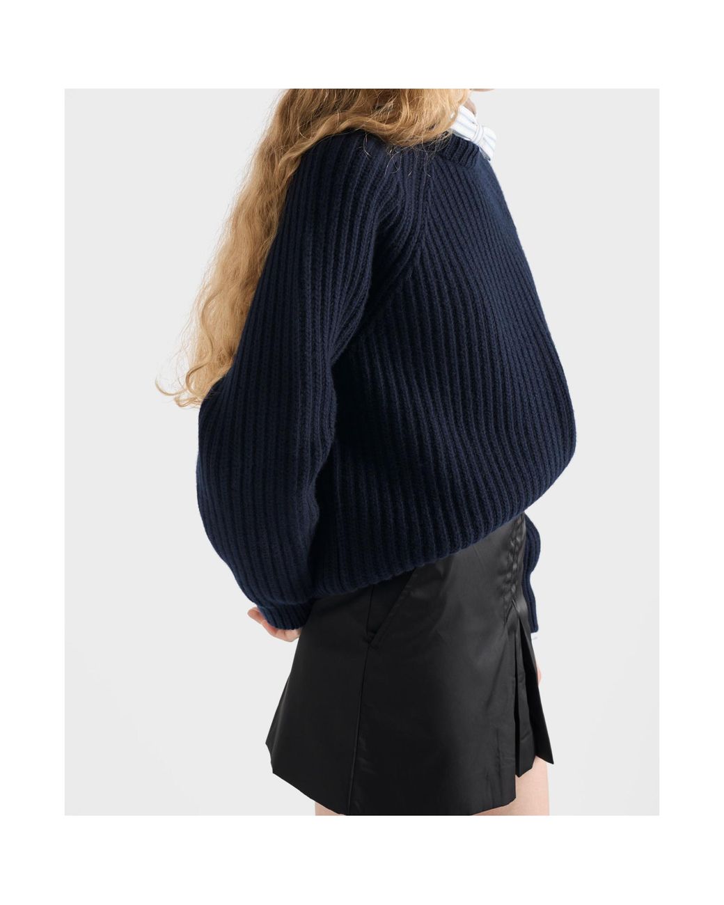 Prada Black Triangle-Logo Pleated Mini Skirt