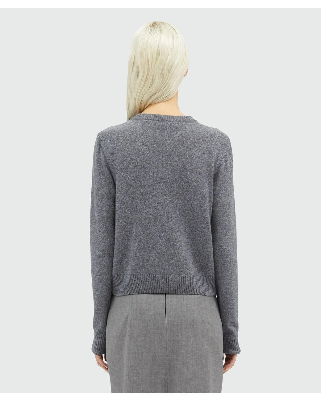 MSGM Gray Rose-Appliqué Knitted Cardigan