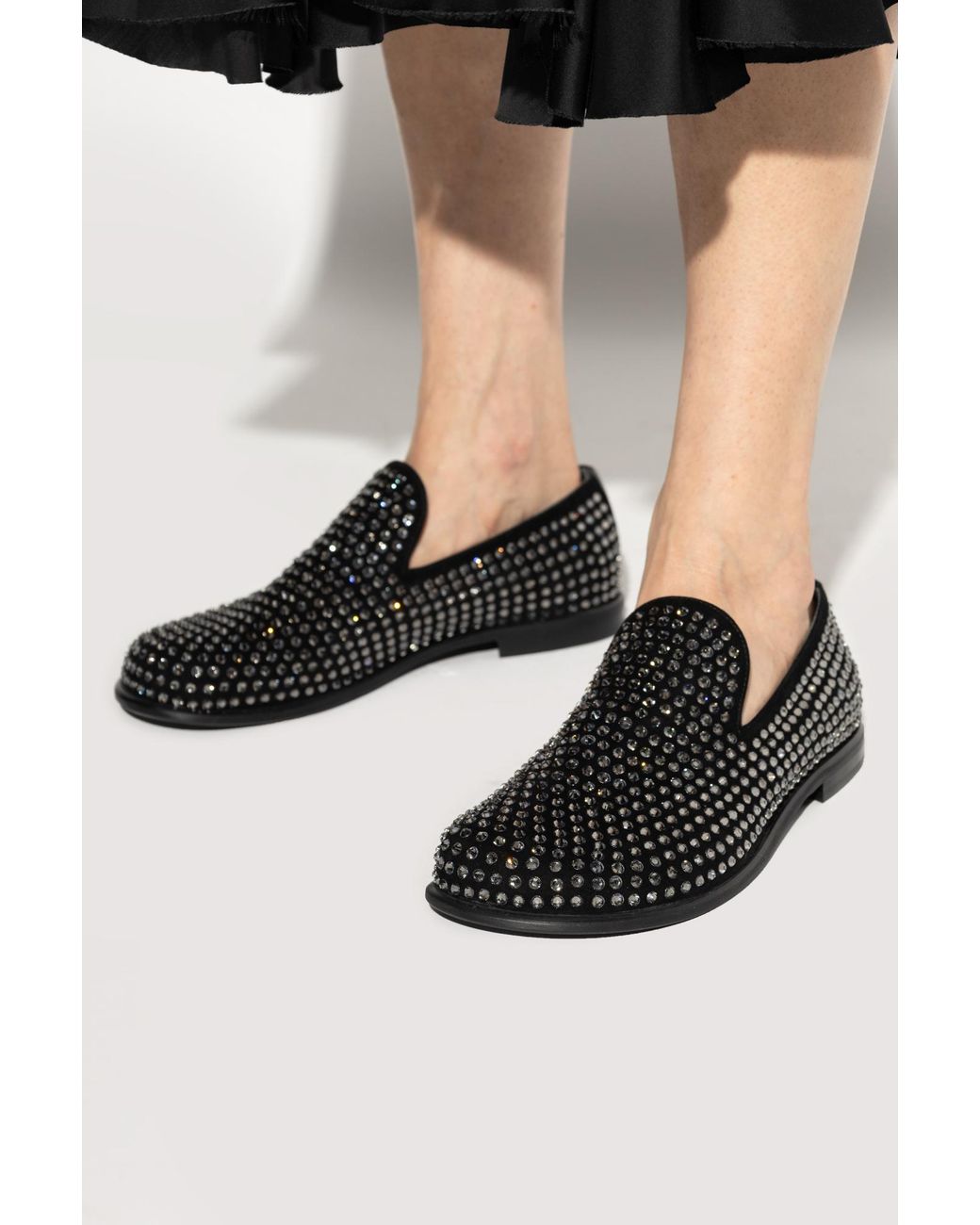 J.W. Anderson Black Crystal-Embellished Loafers
