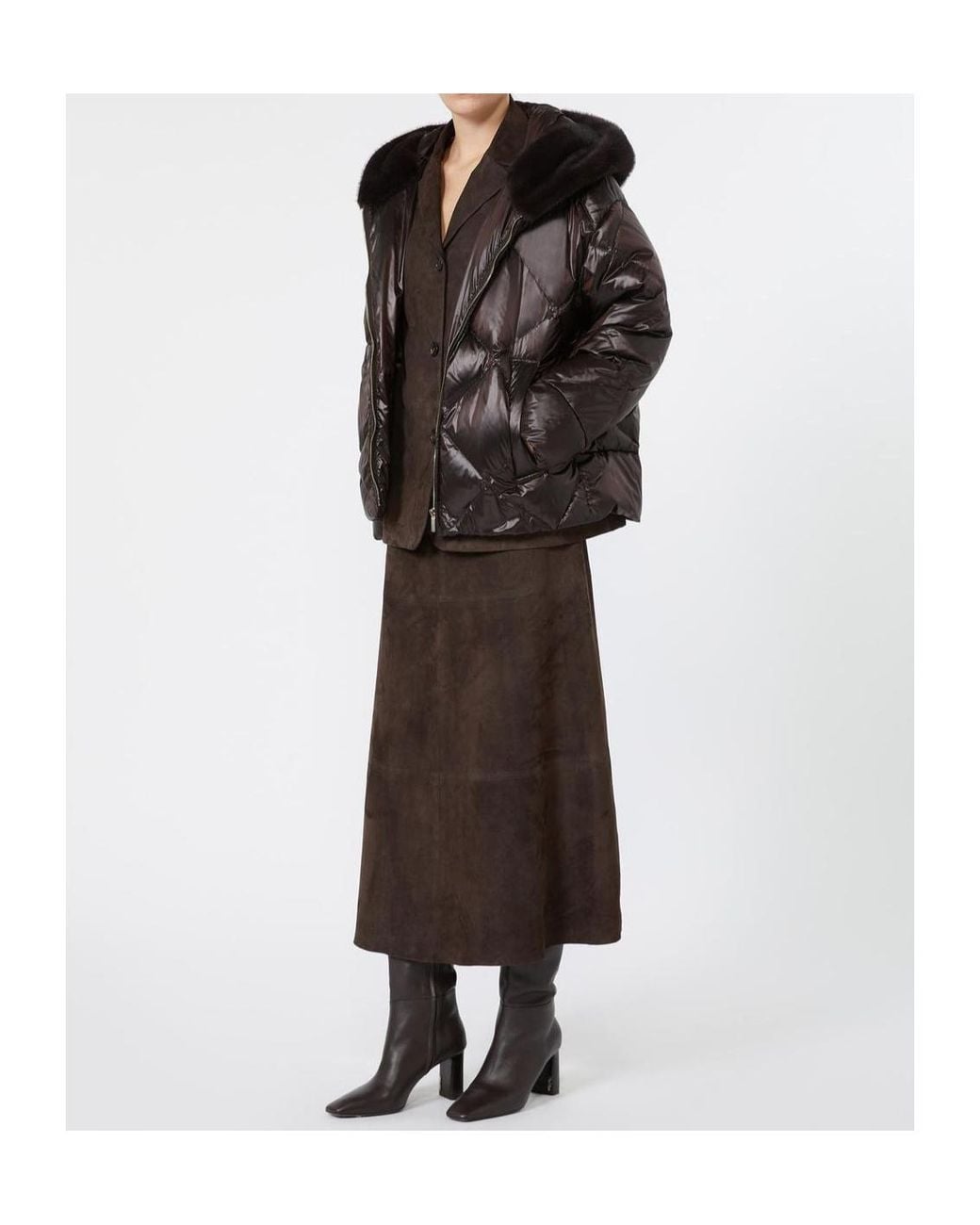 Max Mara Black Long-Sleeve Hooded Padded Jacket