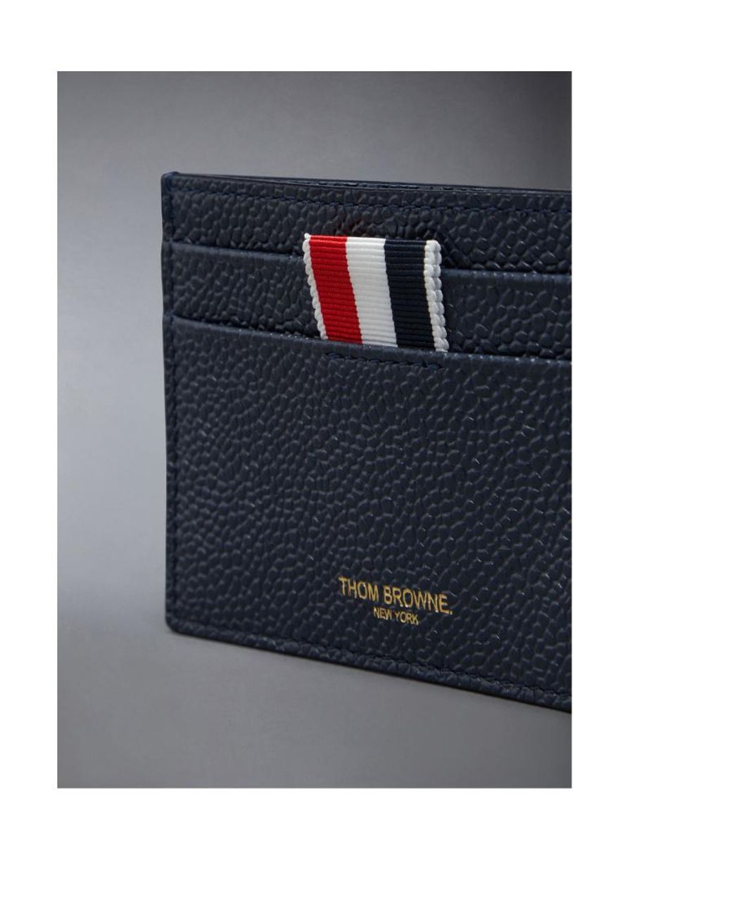 Thom Browne Blue Pebbled-Leather Card Holder for men