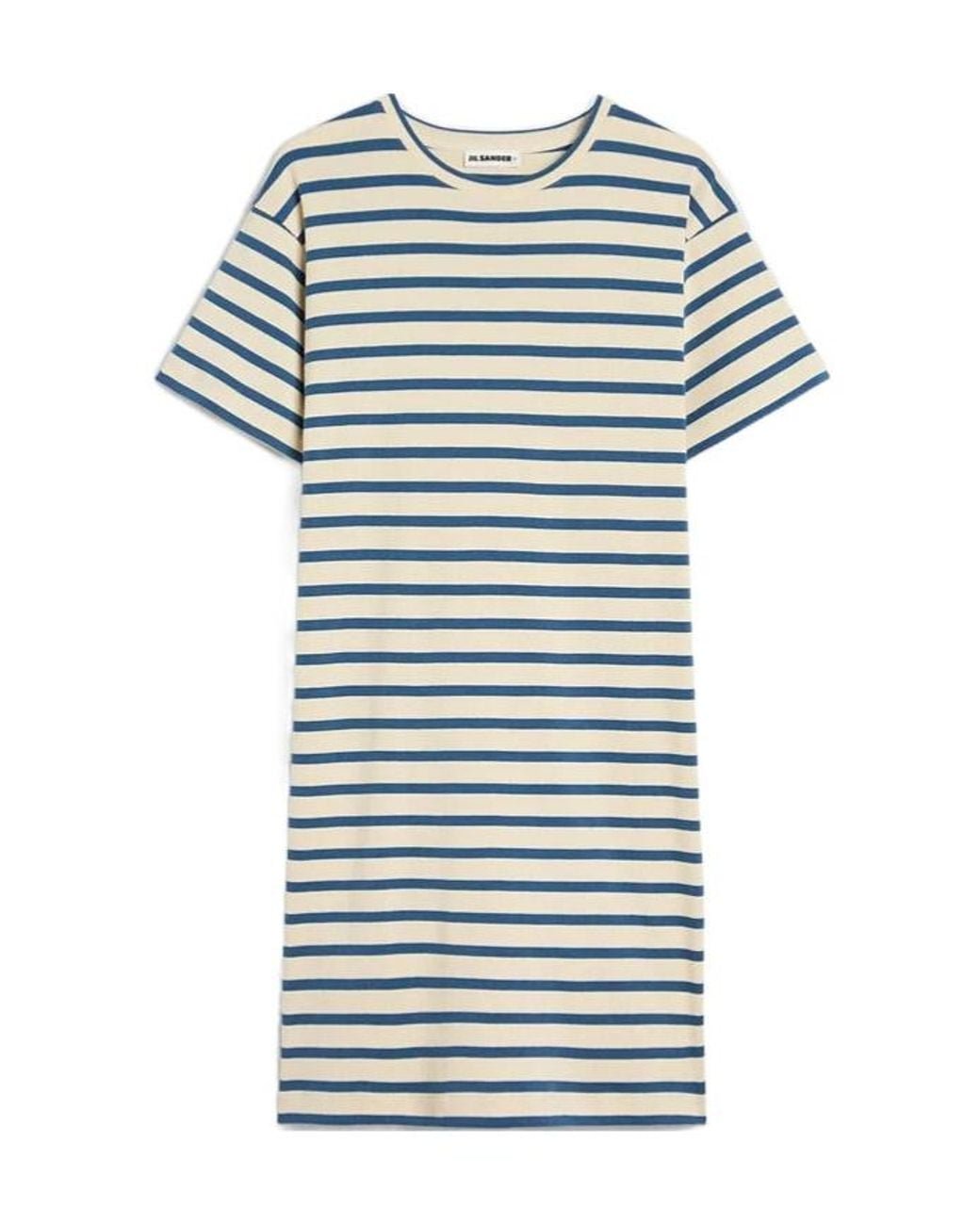 Jil Sander Gray Cotton Crew-Neck Dress