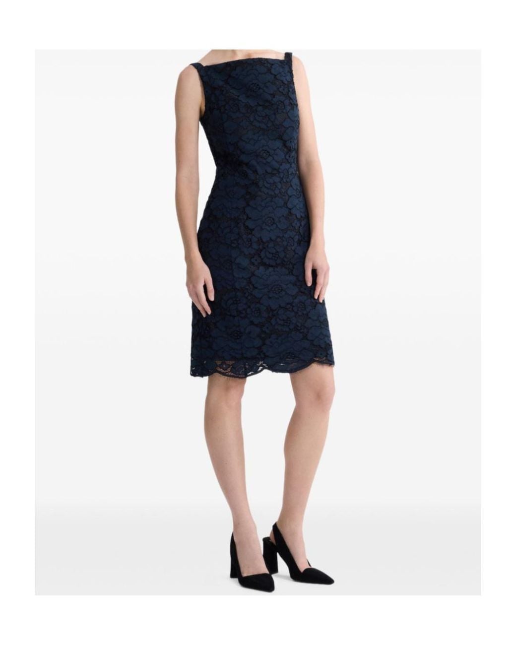 Patou Blue Floral-Lace Mini Dress
