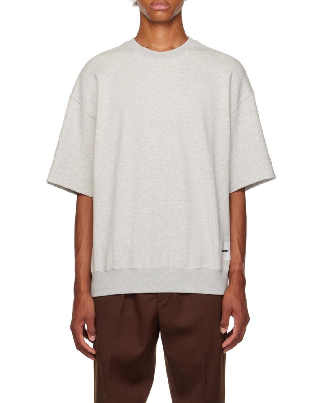 Jil Sander Gray Logo Patch Short-Sleeved T-Shirt for men