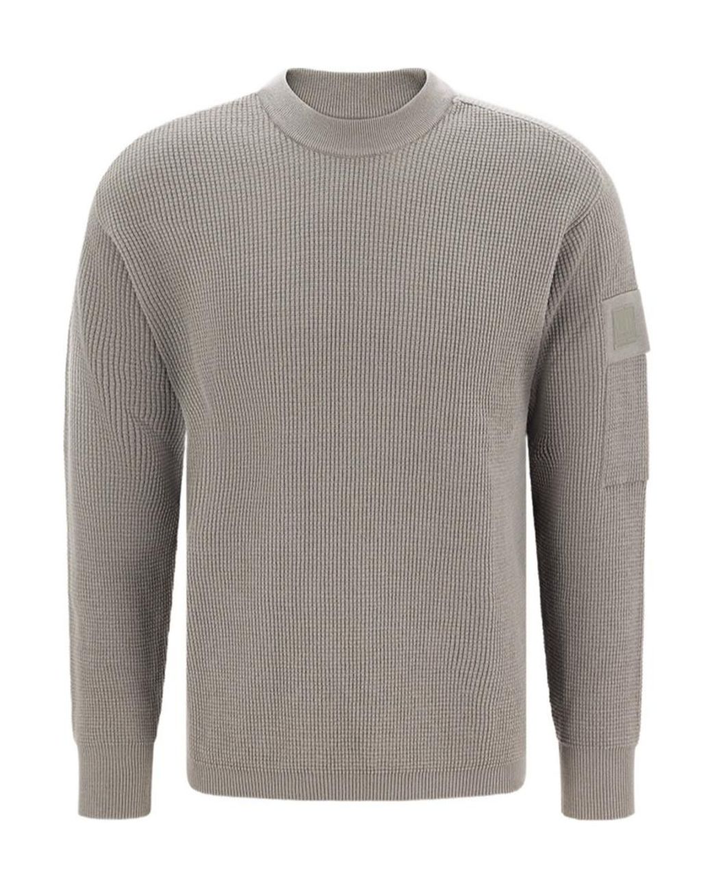 C P Company Gray Merino Wool Blend Round-Neck Jumper for men