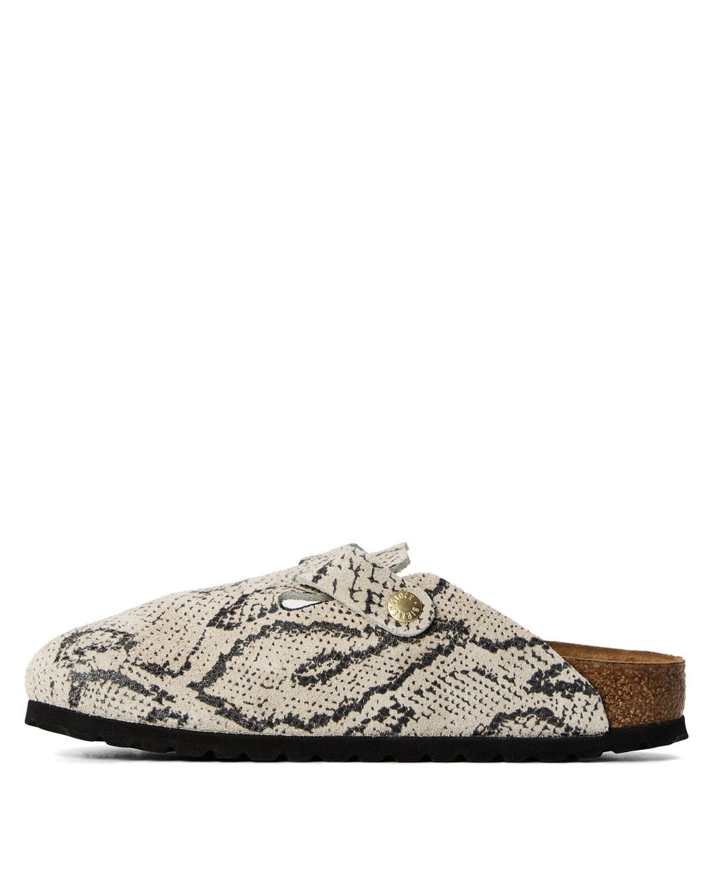 Birkenstock White Boston Suede Flat Sandals