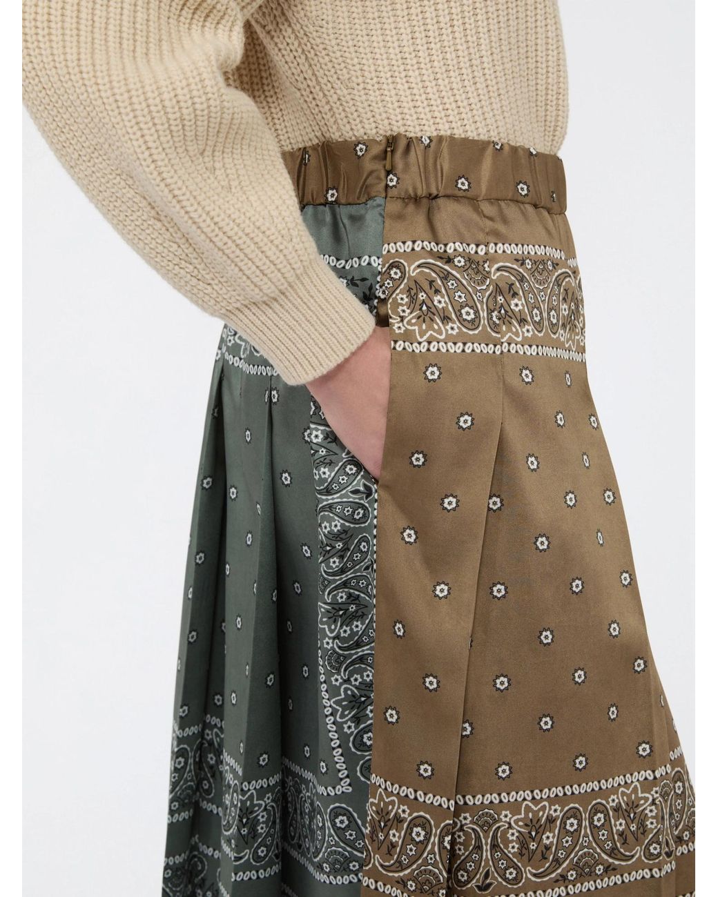 Weekend by Maxmara Natural Asymmetric Pleated Midi Skirt