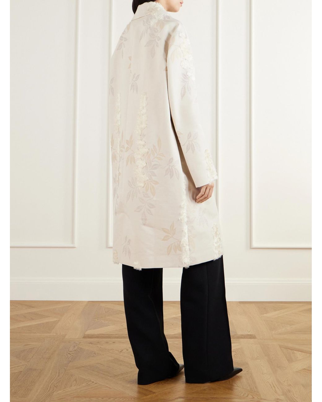 Kallmeyer White Floral-Jacquard Coat
