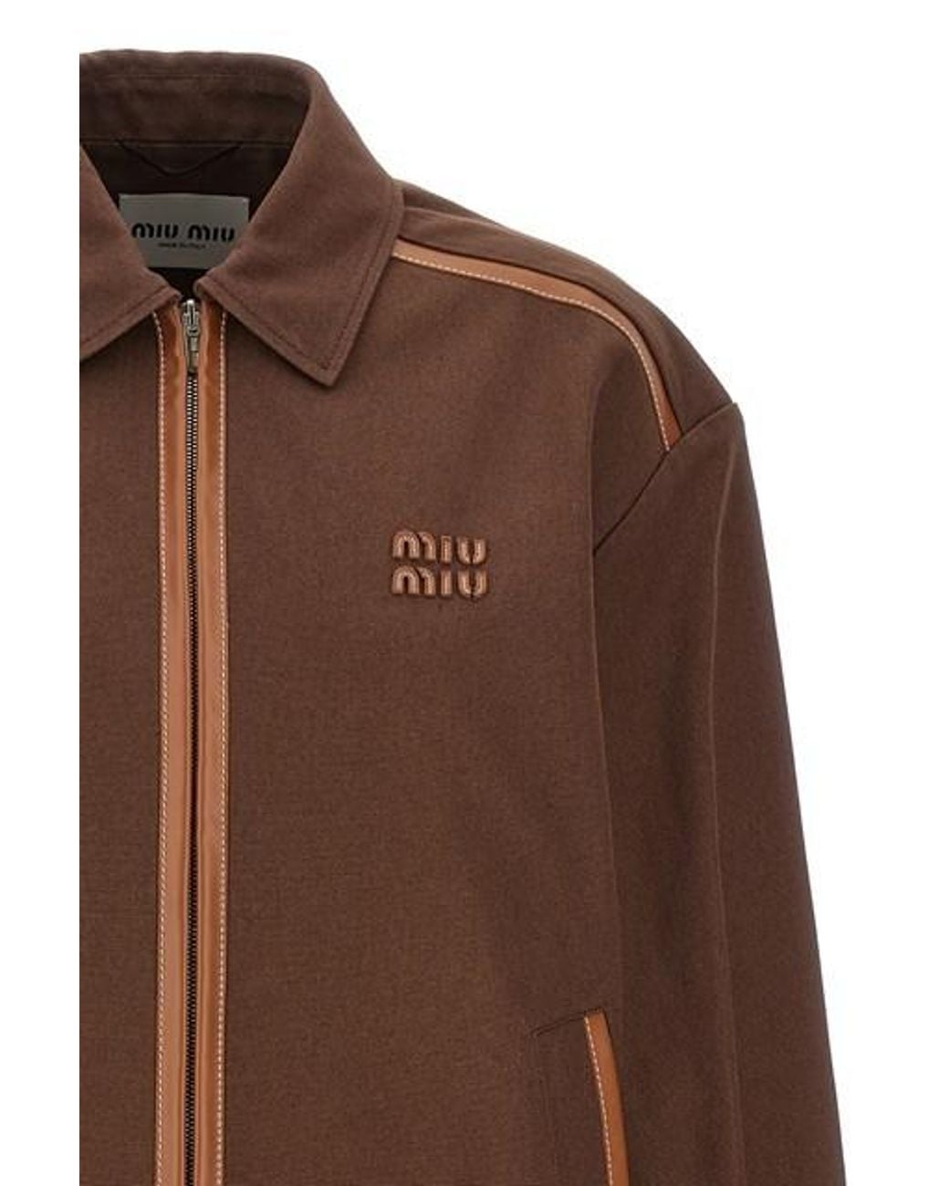 Miu Miu Brown Contrast Trim Zip Jacket