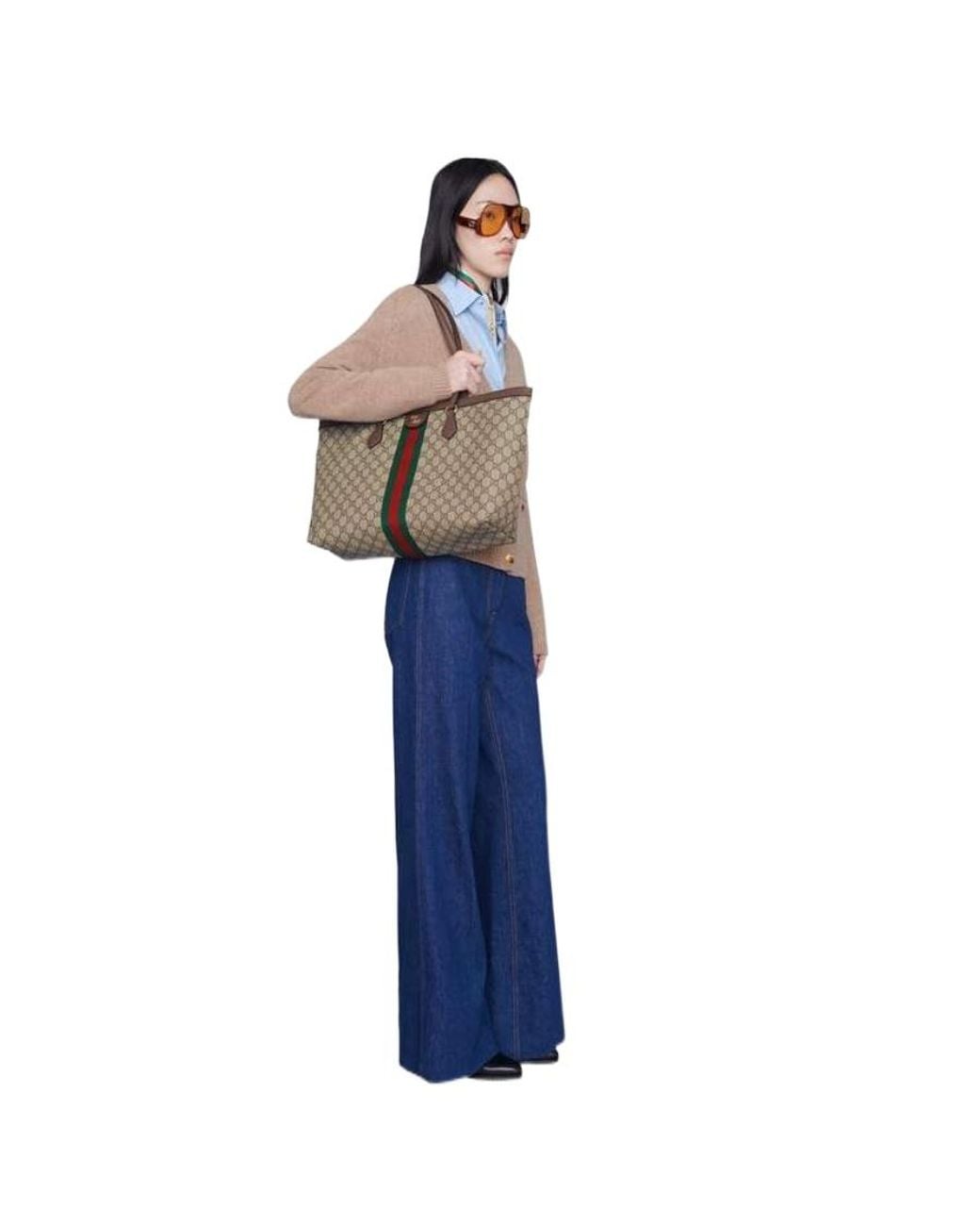 Gucci Brown Ophidia Gg Medium Tote Bag