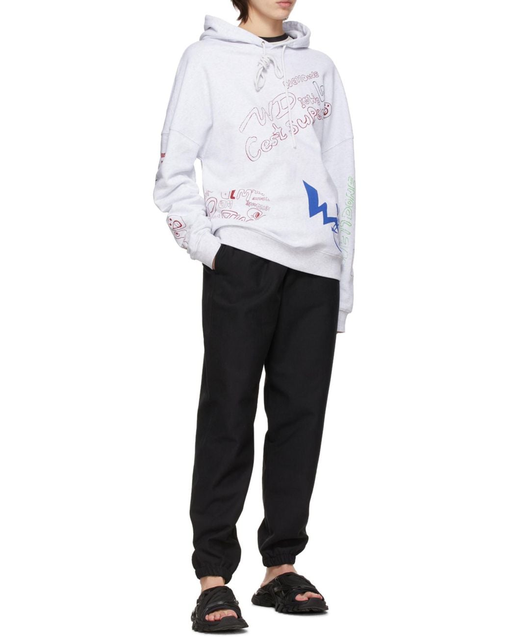 we11done White Graffiti Print Hoodie for men