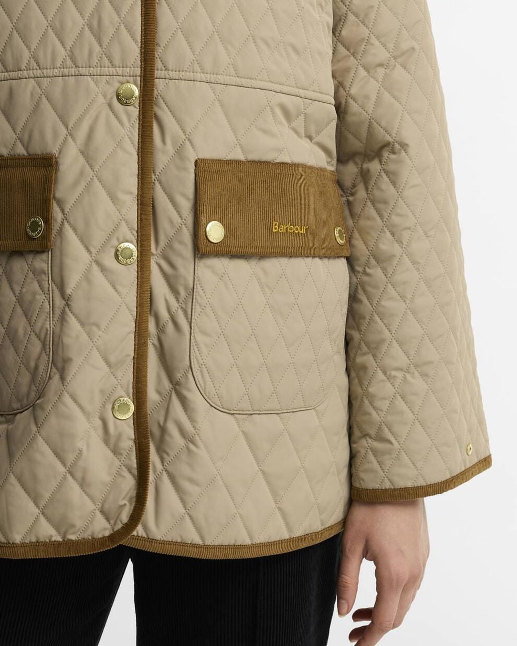 Barbour Metallic Whickham Quilted Corduroy-Collar Jacket